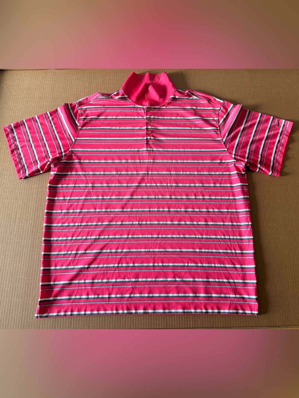 Nike Red Striped Golf Polo Shirt